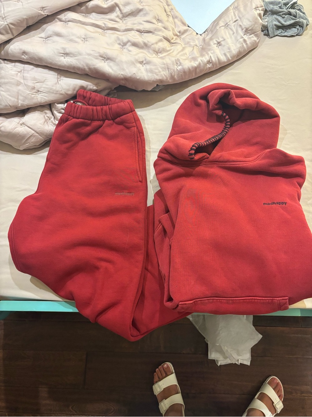 Red Madhappy sweatsuit
